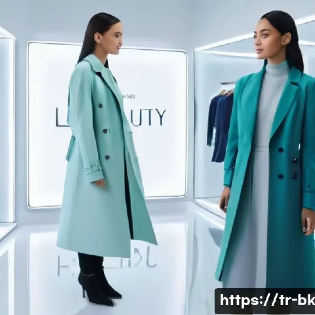 제스처 기반 인터페이스의 경쟁 우위 확보 방법 - **Prompt: Futuristic Retail Fashion Experience**
"A stylish young woman in her mid-20s, dressed ...