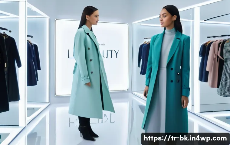 제스처 기반 인터페이스의 경쟁 우위 확보 방법 - **Prompt: Futuristic Retail Fashion Experience**
"A stylish young woman in her mid-20s, dressed ...