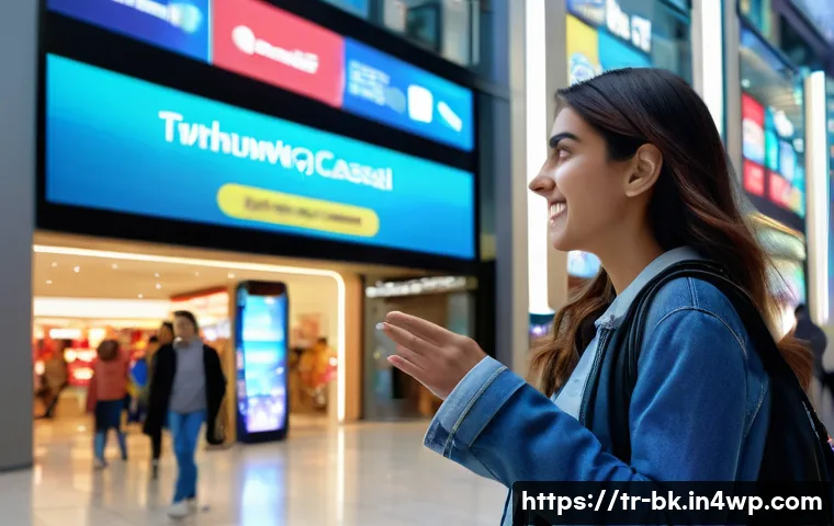 제스처 기반 인터페이스를 활용한 마케팅 전략 - A vibrant shopping mall scene in Istanbul featuring a large interactive digital billboard that respo...