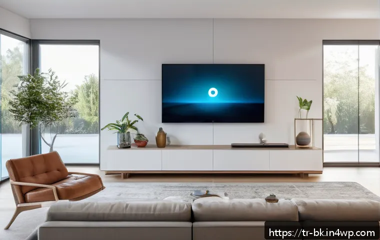 제스처 기반 인터페이스와 IoT의 통합 가능성 - A modern Turkish living room with advanced smart home automation featuring gesture control; a middle...